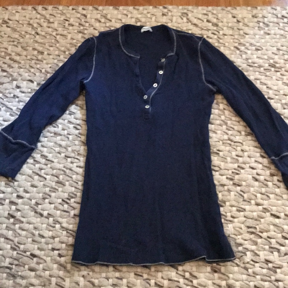 Navy Splendid  3/4 Sleeve Waffle Shirt